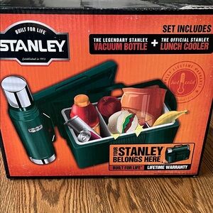 Vintage Stanley Green Vacuum Bottle and Lunch Cooler Set